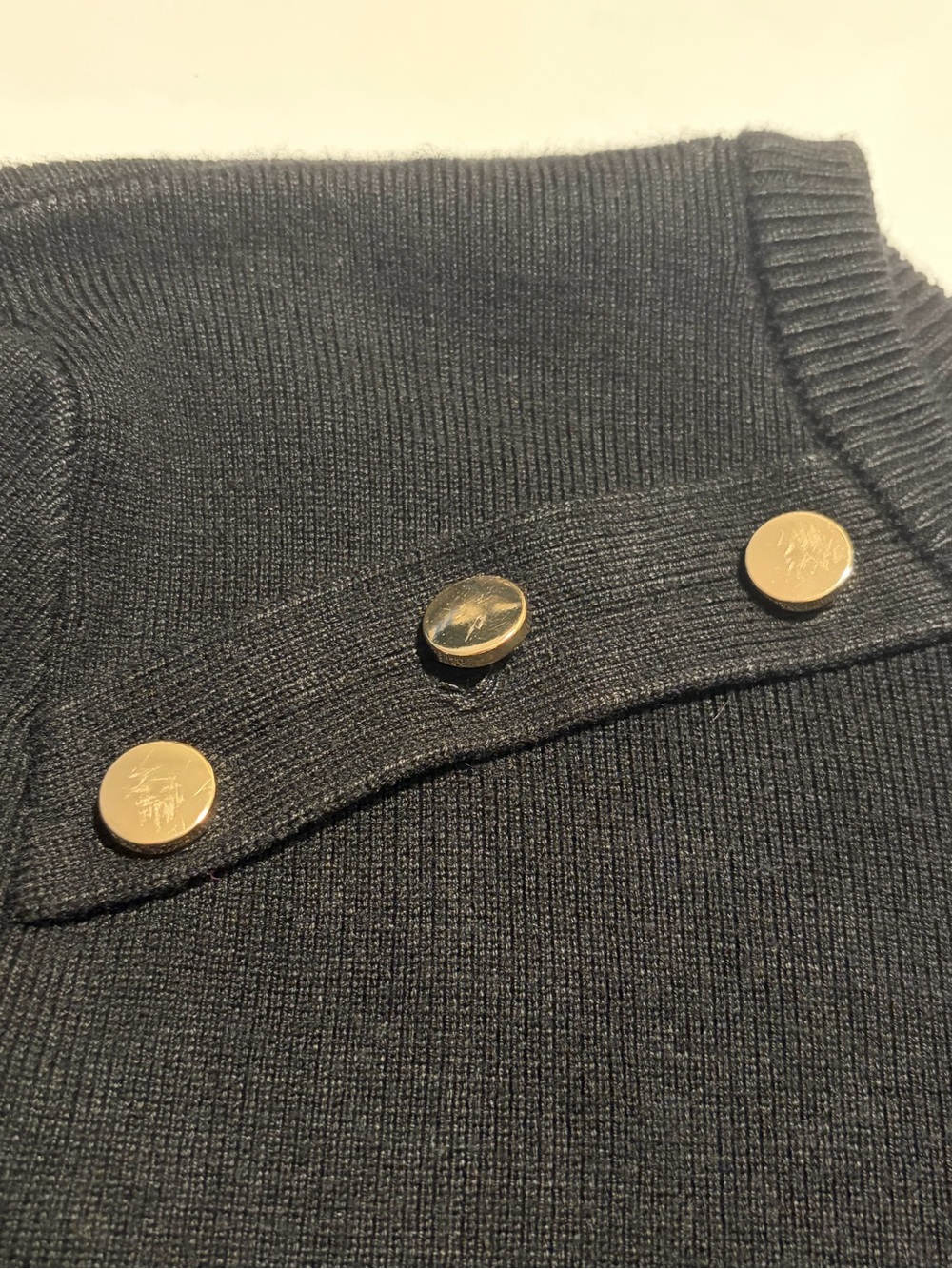 Investments Black Knit Shoulder-Button Sweater - Picture 6 of 7